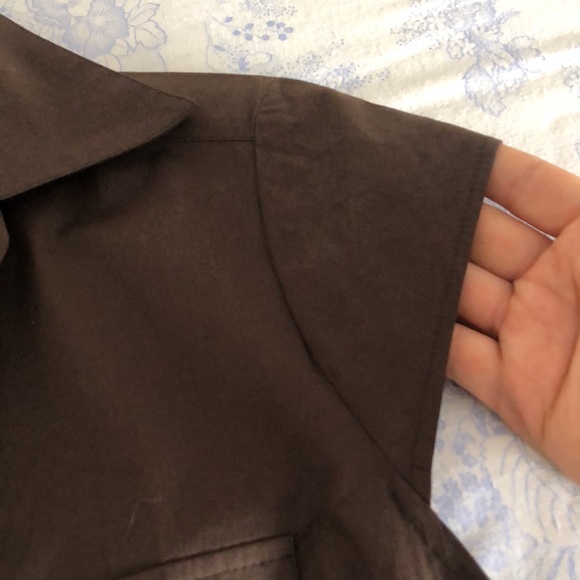 Brown short sleeve blouse2 fake pockets, stretchy, H&M, Us10 - Picture 9 of 13